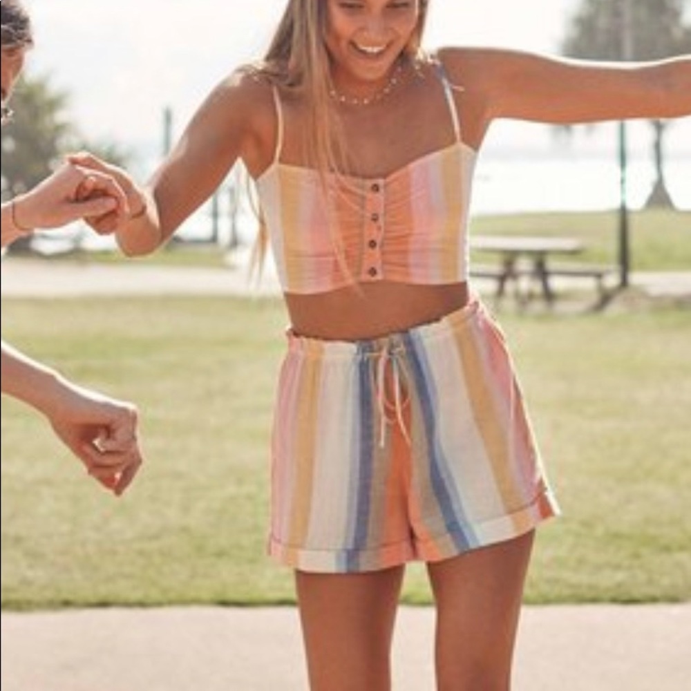 Billabong Rainbow Button-Up Crop Top